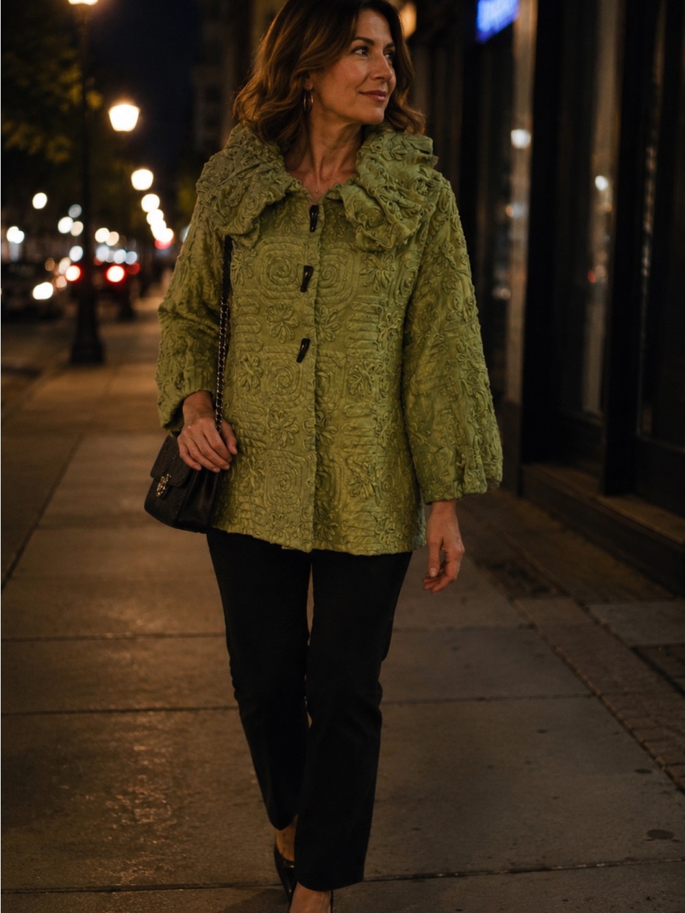 I.C. Collection Chartreuse Lime Green Jacket Sz M